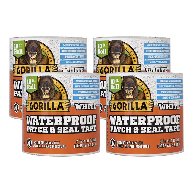 Gorilla 105492 White 2-Pack Waterproof Patch & Seal Tape, 2 Pack