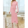 thumbnail image 3 of YOGAFOX Women's Fall Mock Neck Midi Bodycon Long Sleeve Elegant Dresses S-XL, 3 of 5