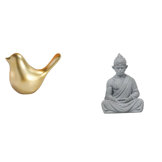 Figura de pájaro Buda dorado, estatua de animal moderna, escultura para el hogar, oficina, sala de estar, hotel, patio, jardín, regalo de inauguración