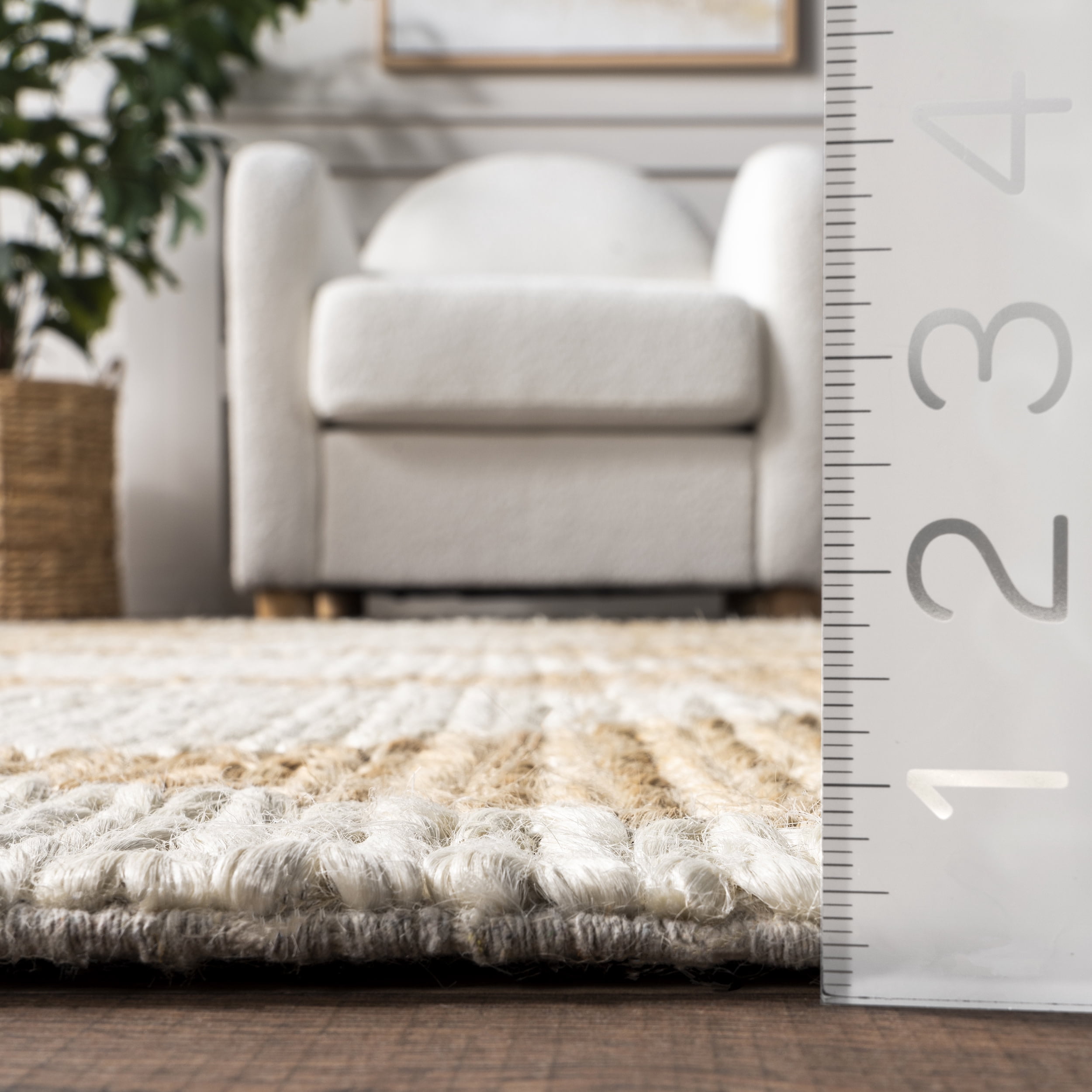 nuLOOM Chaya Diamond Striped Jute Blend Area Rug, 5' x 8', Natural