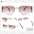 thumbnail image 2 of Womens Wrap Folded Lens Rectangular Rimless Luxury Sunglasses Gold - Burgundy, 2 of 6