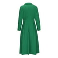 thumbnail image 5 of Brilliant Winter Dresses for Women Women's Casual Turn-down Collar Long Sleeve Waist Solid Long Dresses Green XL, 5 of 6
