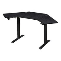 Pemberly Row Corner Electric Height Adjustable Wood Standing Desk in Black