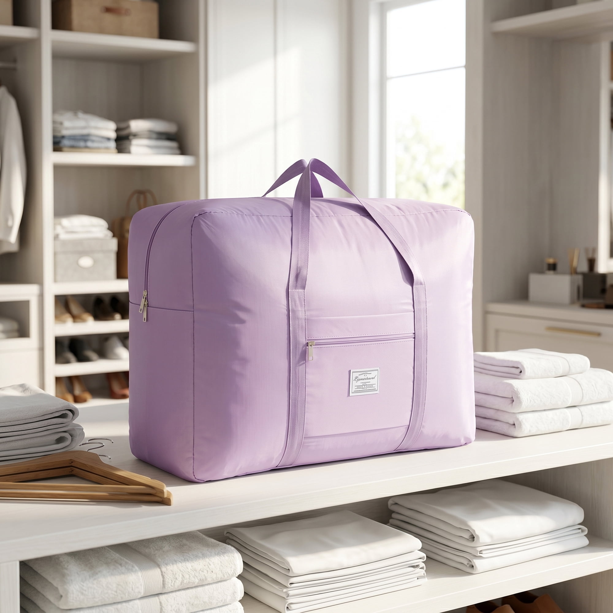 Unique Bargains Zipper Duffle Oversized Carry Storage Bag Purple 26.8" x 21.7" x 11.0"