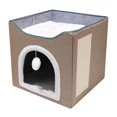 thumbnail image 1 of Cama para gatos Strade Fareast Limited cueva grande plegable y extraíble Caqui, 1 of 8