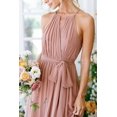 thumbnail image 3 of Vestido de dama de honor Stylefun Halter en A, chifón en forma de A, verde empolvado, 3 of 7