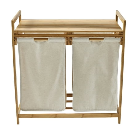BHG DUAL COMPARTMENT BAMBOO LAUNDRY HAMPER