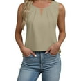 thumbnail image 3 of Jinhomg Cotton Linen Tank Tops for Women 2026 Summer Pleated Blouses Keyhole Round Neck Sleeveless Top Khaki L, 3 of 7