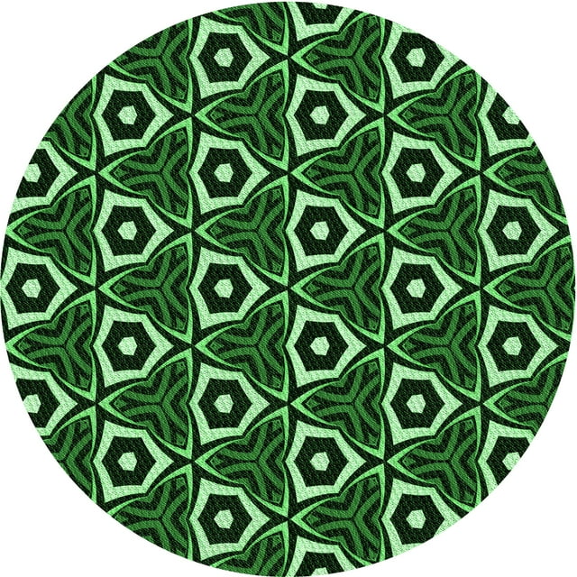 Ahgly Tapis Rond Lavable en Machine Intérieur Transitionnel Vert Forêt Foncé, 6 Pieds Rond