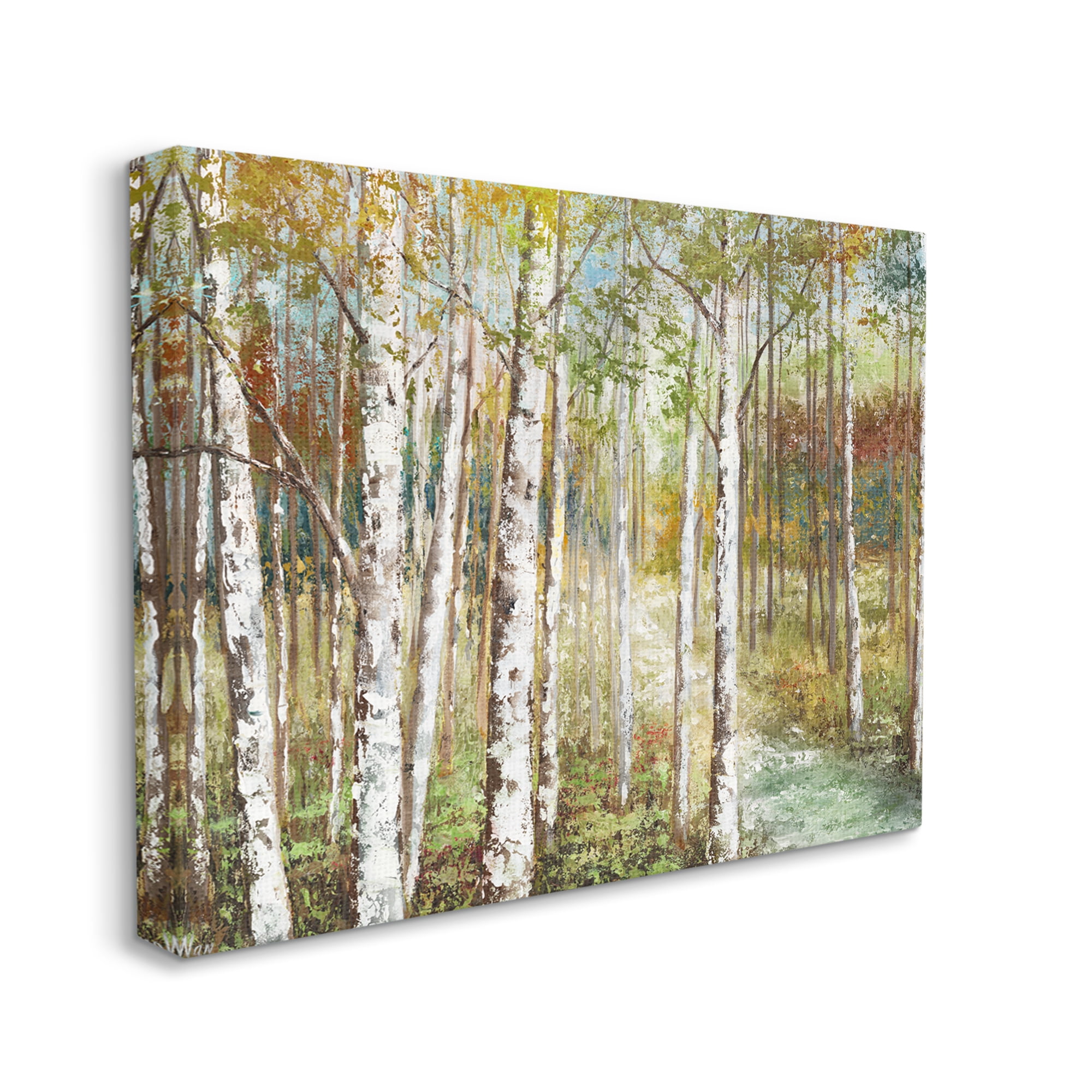 Stupell Industries Birch Orchard Grove Hiking Path Passage Impressionist Painting,48 x 36, Design by Nan