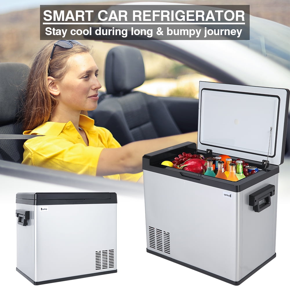 Small Portable Mini RV Fridge Outdoor Travel Mini Refrigerator for Camping 12V Compact Car Fridge AC and DC Portable Freezer Kalamera Portable Refrigerator 54-Quart Portable Fridge for Car