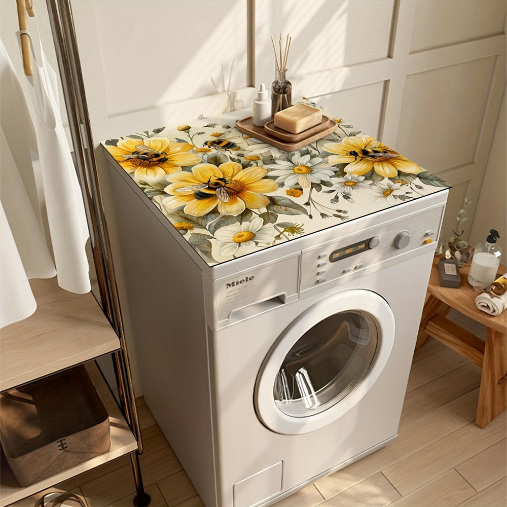 Dish Drying Pad, Floral Pattern Washing Machine Dust Cover Pad, Washstand Drain Mat, Soft Faucet Absorbent Mat, Washstand Cup Mat, Kitchen Accessories, Bathroom Accessories