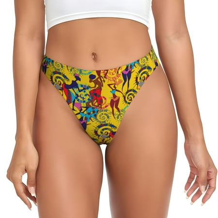 Rateoe Dancing African Women Pattern Seamless Women Underwear Thongs No Show Ladies Thong No Line Breathable Comfortable Panties Undies for Women-Small