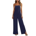 thumbnail image 2 of Women's Wide Leg Jumpsuits Oversized Spaghetti Strap Bohos Cotton Like Overalls Womens Summer Casual Solid Loose Fits Lightweight Comfy Rompers, 2 of 7