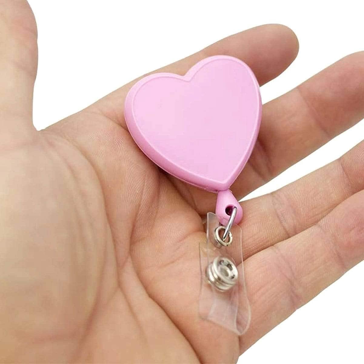 Heart Shaped Retractable Badge Reel with Rotating Swivel Spring Clip - Cute Heavy Duty Name Tag Reels for Nurses, Pediatrics, Teachers, EKG and More by Specialist ID (Pink)