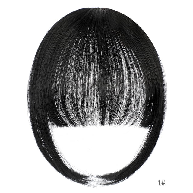 Nvzi Flequillo postizo - Flequillo postizo de clip para mujer, accesorio facial con borla preordenado, para uso diario, 1 pieza negra, 9.84-5.9 pulgadas, flequillo postizo de apariencia natural