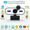thumbnail image 4 of RONY 4K Webcam with Dual Mics, Video Streaming Camera with Ring Light for  Windows 11/10/8/7, Vista/7/8/10, Mac, Android, Linux, 4 of 9