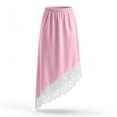 thumbnail image 5 of Shrysg Women's Casual Satin Midi Skirt with Elastic High Waist and Asymmetrical Hem for Daily Wear Pink, 5 of 6