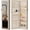Beige, variant on Simenmax 6 LED Mirror Jewelry Cabinet, 47.2" Lockable Wall/Door Mount Jewelry Armoire, Large Storage Organizer with Full-Length Mirror, 2 Drawers & Shelves (Brown)