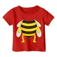 thumbnail image 3 of MIXUE Toddler Girls Tops & T-Shirts Kids Bee Print Loose Fit Casual Short Sleeve Comfortable Summer Pullover Tee Shirts Sportwear,Red,2-3 Years, 3 of 3