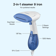 Conair Handheld Garment Steamer for Clothes, ExtremeSteam 1200W, Portable Handheld Design, White/Blue