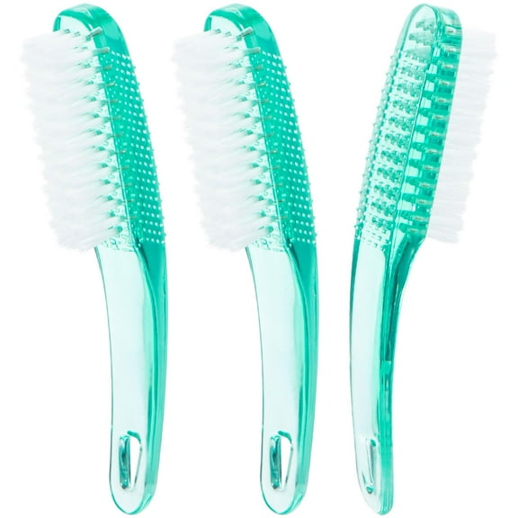 MODANU 3 Pack Nail Brush Curved Handle Grip for Cleaning Fingernails and Toenails, Nail Cleaning Scrubbing Brushes, Green Pedicure Brushes for Men and Women