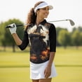 thumbnail image 5 of HUIACONG Halloween Womens 3/4 Sleeve Golf Shirts Quarter Zip with Wear Resistant Fashion Quick Dry Golf Shirt Women for Workout Outing Tennis Sports, 5 of 10