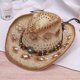 thumbnail image 4 of Western Cowboy Hat Wide Brim Hat Stage Performance Hat Unisex Straw Cowboy Caps, 4 of 4