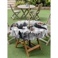 thumbnail image 4 of Outdoor Tablecloth with Umbrella Hole for Patio/Picnic/Party/Camping, Brown Bear Cabin Waterproof Table Cloth Round Cover Washable, Vintage Pine Tree Grey Buffalo Plaid (Dia 54"), 4 of 9