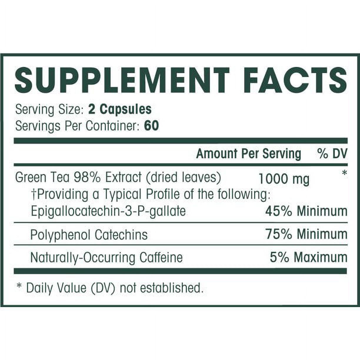 EGCG Green Tea Extract Capsules - Powerful Metabolism Booster for Weight Loss, Energy and Heart Health - Green Tea Pills Are Natural Caffeine Pills with Antioxidants & Free Radical Scavengers - 500mg - image 3 of 8