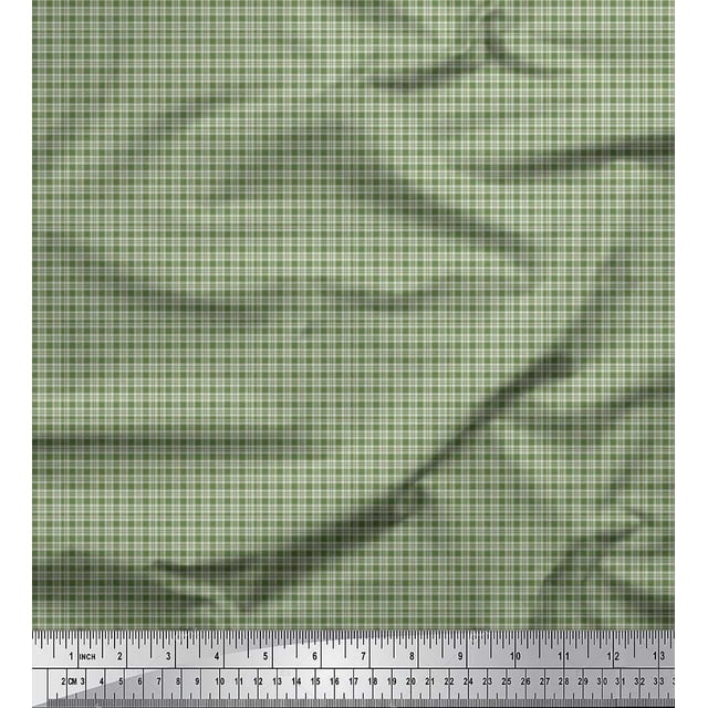 Soimoi Green Cotton Jersey Fabric Plaid Check Decor Fabric Printed Yard 58 Inch Wide
