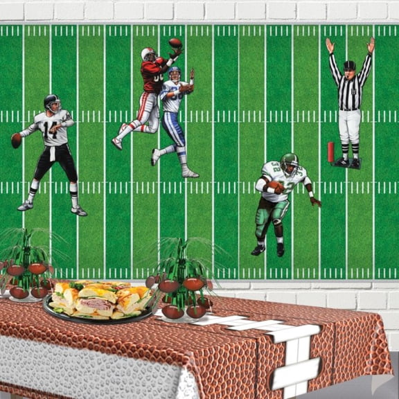 Party Central Pack of 6 Green Football Field Photo Backdrop Wall Decor 30'