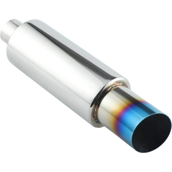 Exhaust Muffler, Exhaust Tip, Stainless Steel Exhaust System Kit, 15" Length 2.25" Inlet 3" Outlet, Universal Car Accessories(Burnt)