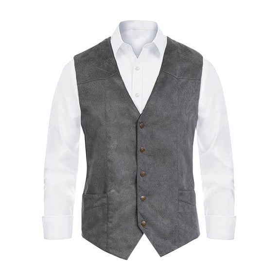 StSilkitty Mens Casual Vest Solid Color Sleeveless Buttons down V Neck Waistcoat Lightweight Soft Coat with Pockets