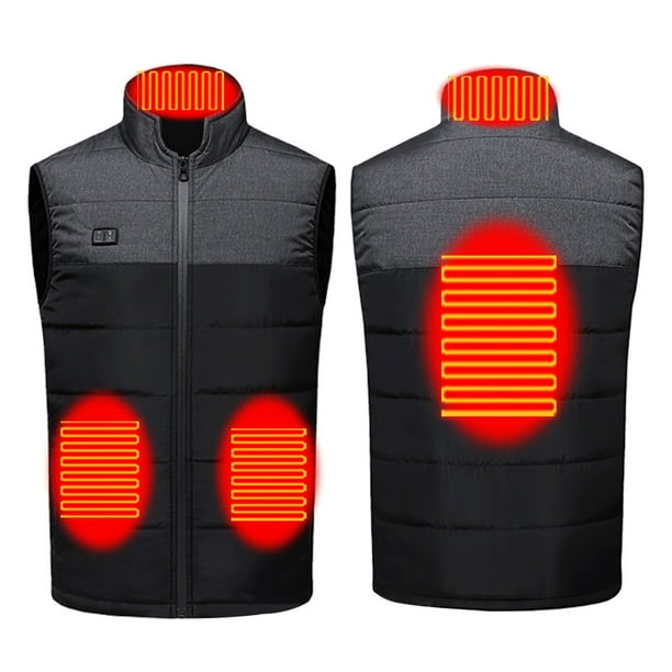 Xihbxyly Chaleco Calefactable para Exteriores, Ideal para Esquiar, Montar a Caballo y Pescar En Invierno, 4 Zonas de Calentamiento, Carga de Bajo Consumo, Estilo Informal, Diseño con Capucha, Apto pa