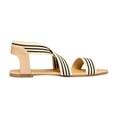 thumbnail image 2 of Dream Pairs Women Elastic Ankle Strap Flats Sandals Summer Casual Street Flats Sandals Elatica-6 Nude/Strips Size 9, 2 of 5