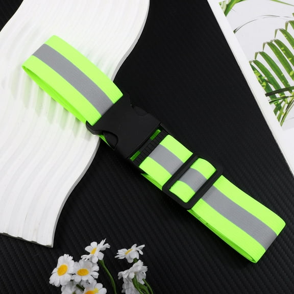 LULULION Reflective Waist Belt Adjustable Fluorescent Green 1Set for Walking and Running Gear