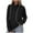 Black, variant on Womens Cowl Neck Pullover Hoodie Casual Solid Color Pullover Loose Drawstring Hooded Tunic Tops Long Sleeve Shirts