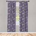 thumbnail image 4 of Ambesonne Christmas Window Curtains, Snow and Cartoon Deer, Each 28" W x 63" L, Mustard and Purple Grey, 4 of 4