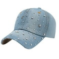 thumbnail image 3 of Studded Denim Panel Baseball Hat Casual Style Adjustable Headwear, 3 of 7