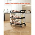 thumbnail image 2 of VEVOR Heavy Duty Utility Cart 500 lbs Capacity 3-tier Service Cart with Wheels, 2 of 9