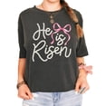 thumbnail image 5 of He Is Risen Christian Shirt for Women - Pearl Bow Easter Faith Graphic Tee Pepper Shirt Adult Large, 5 of 7