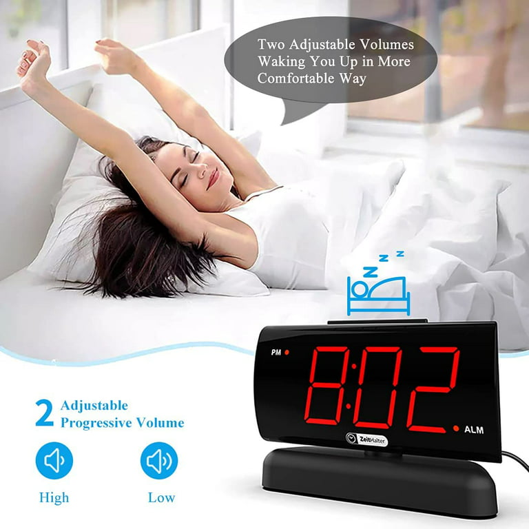 LED Digital Alarm Clock with Swivel Base, Red LED Display, Large