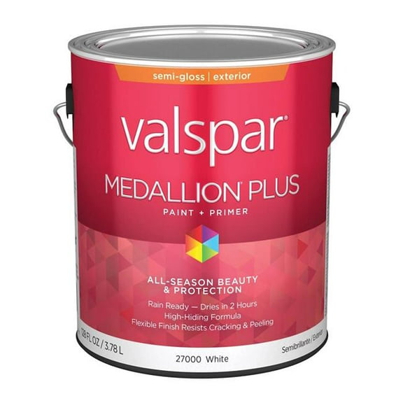 Valspar 27000 White Base Medallion Plus Exterior Paint & Primer, Semi-Gloss, 1 Gallon