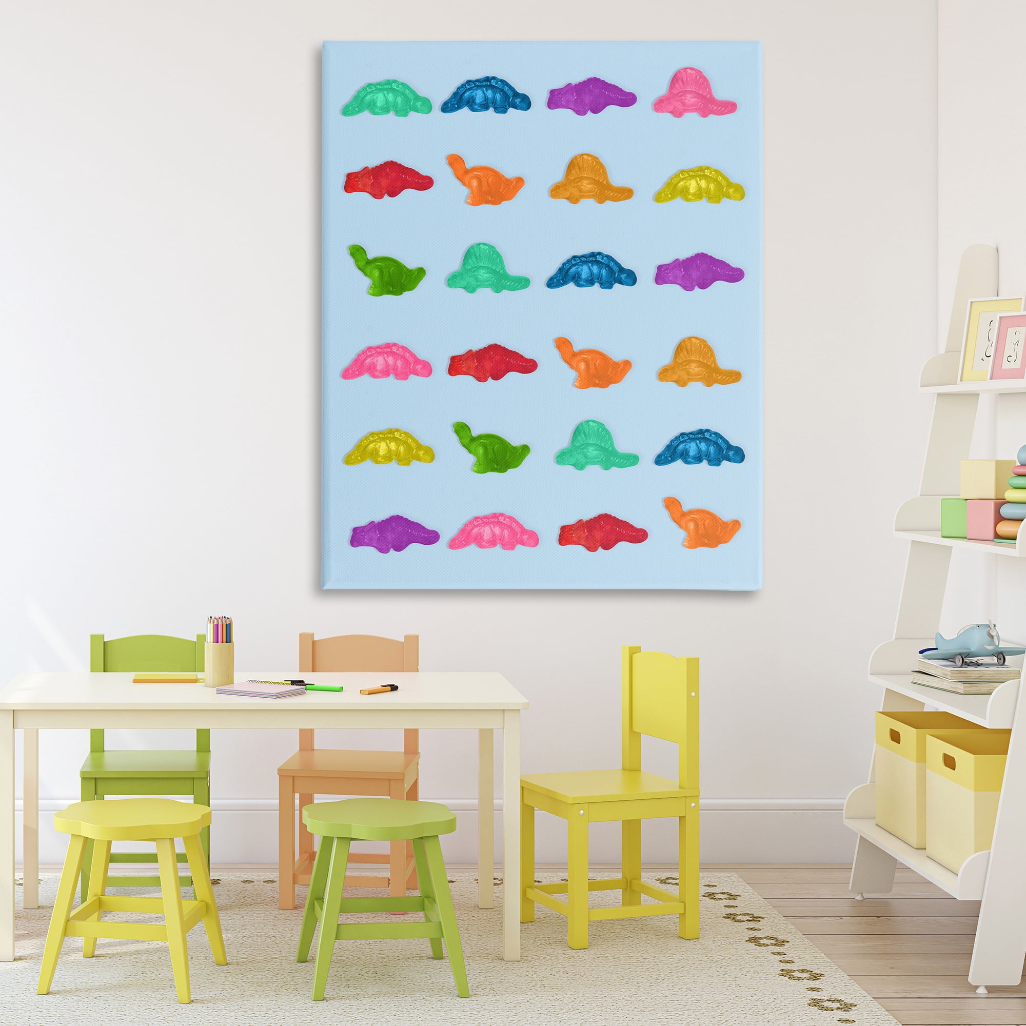 Stupell Industries Colorful Dinosaur Gummies Canvas Wall Art, design by LISH Creative