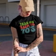 thumbnail image 2 of Take Me Back to 70s, 1970s Music Quote, Groovy Retro Wavy Text Merch Gift, Military Green T-Shirt, Large, 2 of 5