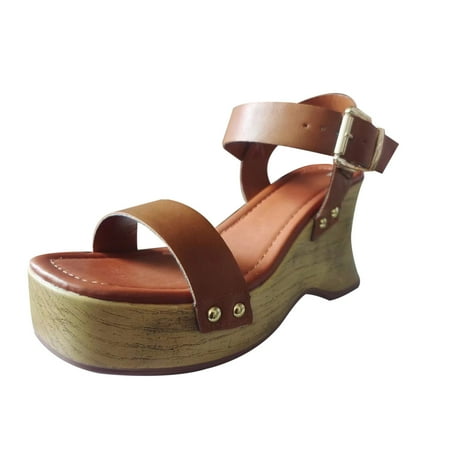 

Dpityserensio Sandals for Women Platform Ankle Strap Sandals Open Toe Wedge Sandals Concise Casual Summer Women s Shoes Brown 6.5(38)