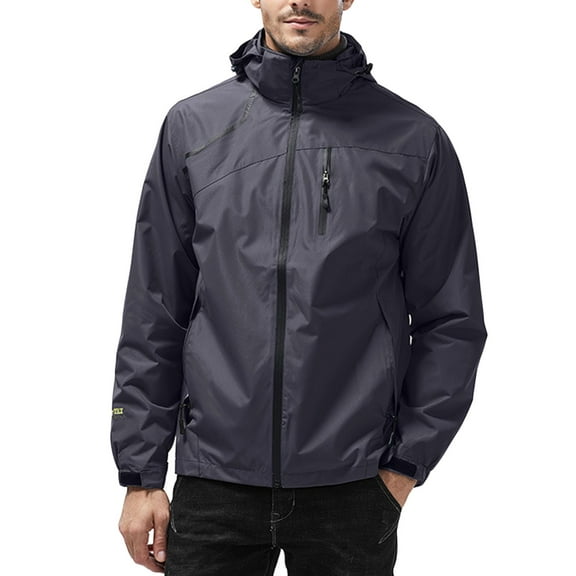 IYTR Men's Windbreaker Jacket Lightweight Rain Jacket Hooded Outdoor Sport Coat Breathable Hiking Camping Jacket Dark Gray XXXXL