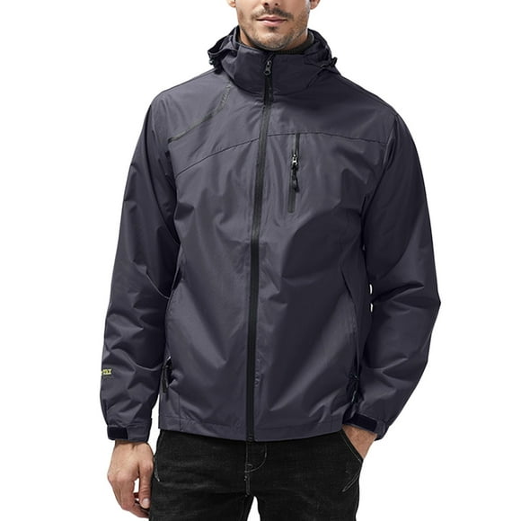 EGNMCR Men's Puffer Jacket Autumn Casual Solid Color Hooded Zip Up Lightweight Overcoats Windbreaker Slim Fitting Thin Outdoor Sun Protection Hiking Jacket with Pockets