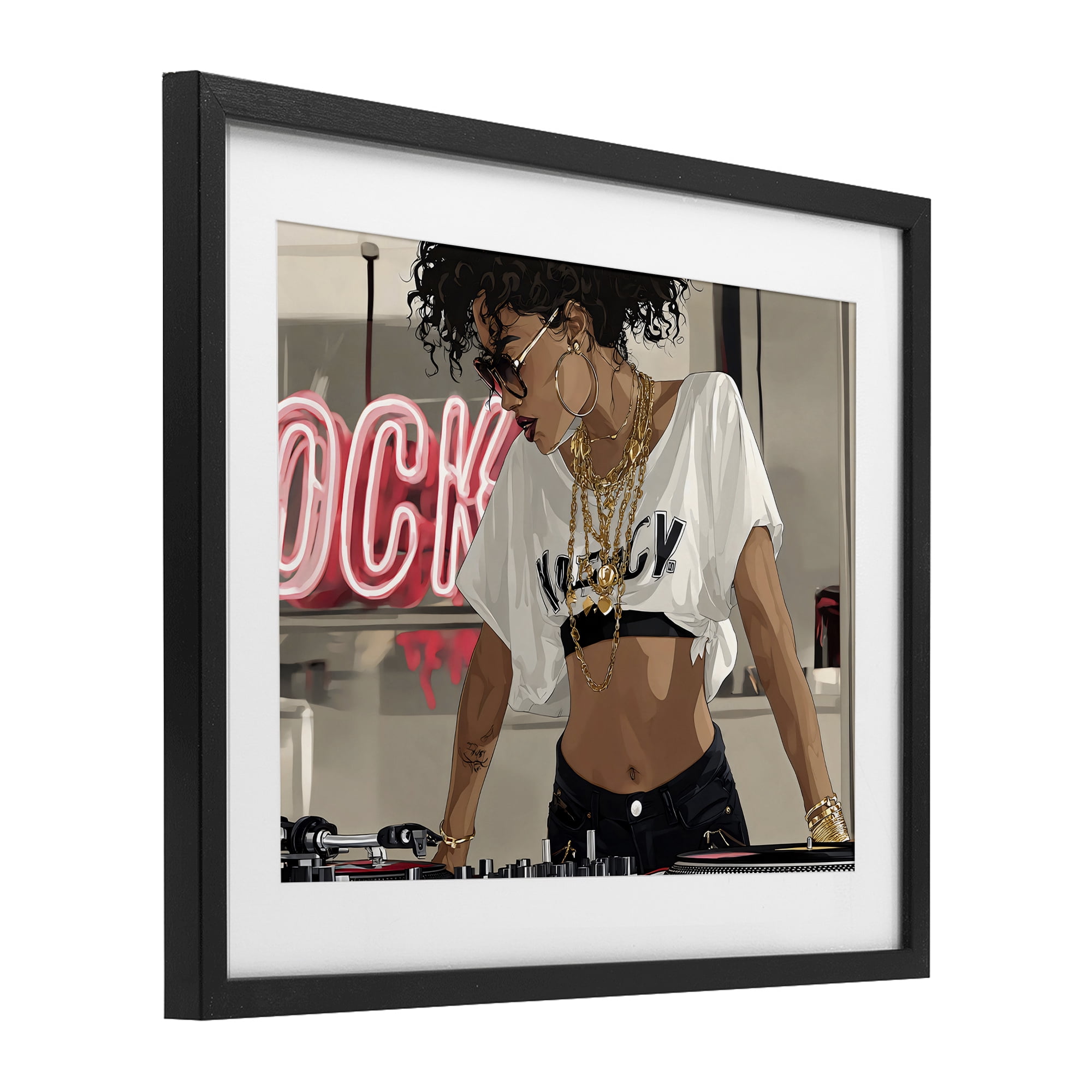 Stupell Industries Rock Neon DJ Music Black Framed Print Under Glass, design by Franklyn Gregory